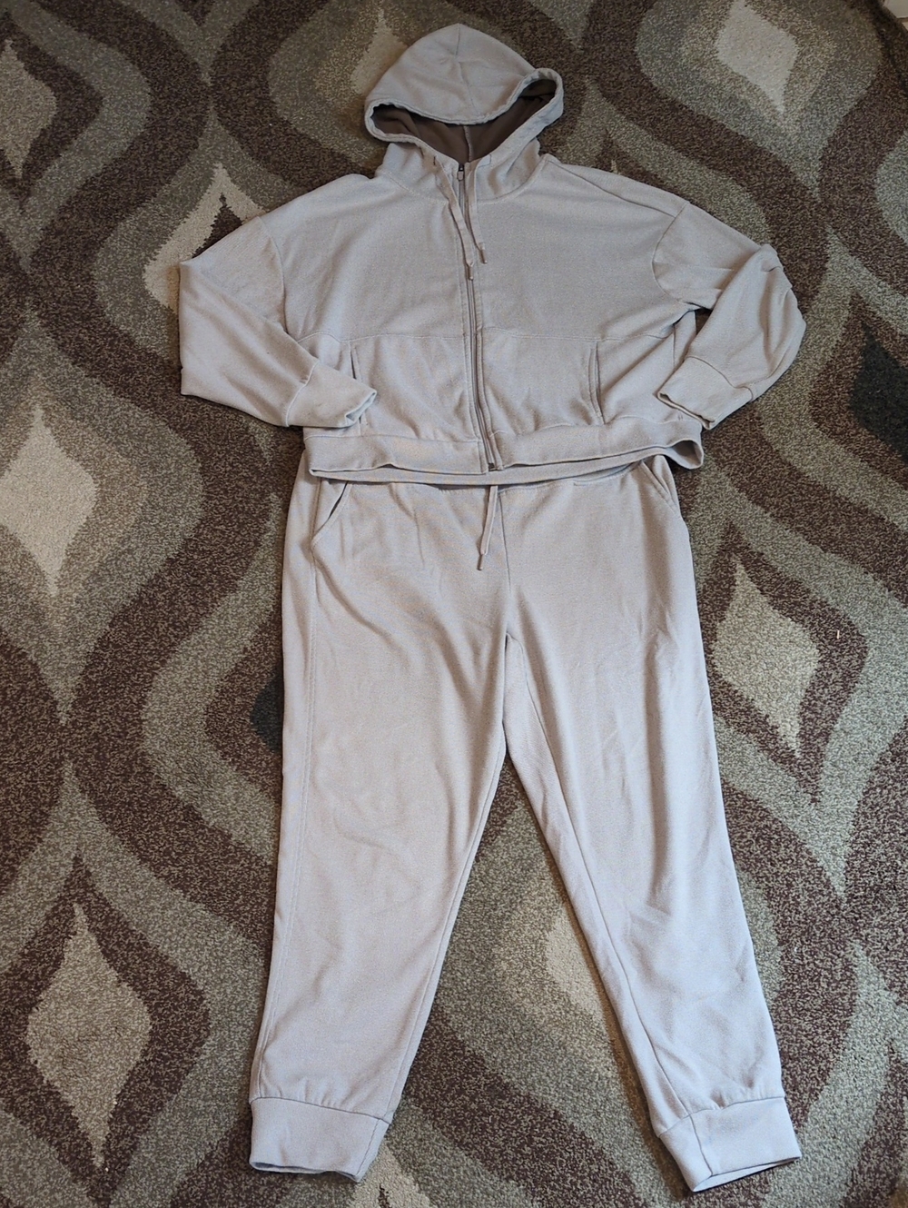 ❤️🐇⭐RBX Women's Hooded Two-Piece SUPER SOFT Jogger Set Light Tan & Brown size L